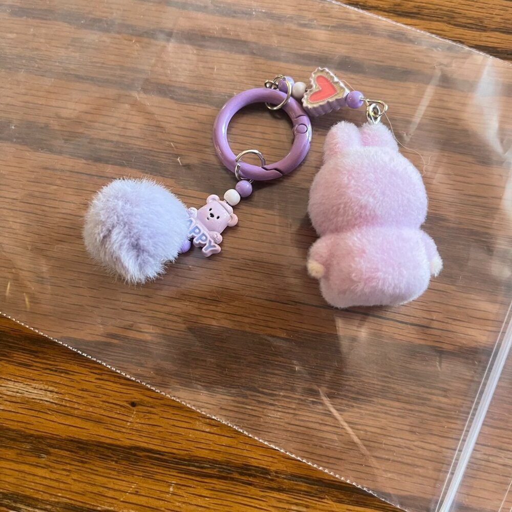Mini Labubu Purple Bow Charm Key Chain - Picture 2 of 7